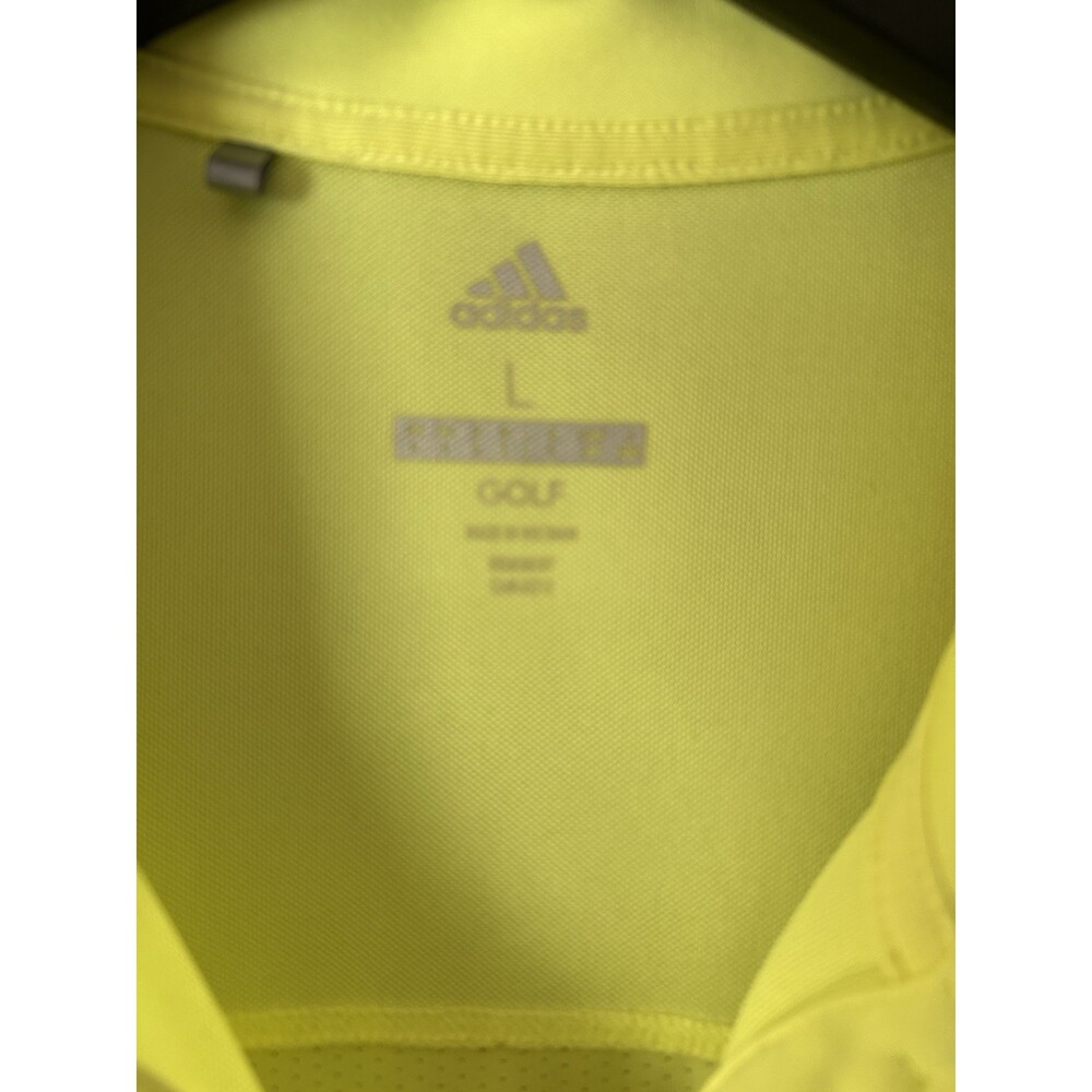 Women's Sz L Golf Polo Shirt Collared Short Sleeve Logo, Bright Yellow, Adidas - Picture 3 of 3